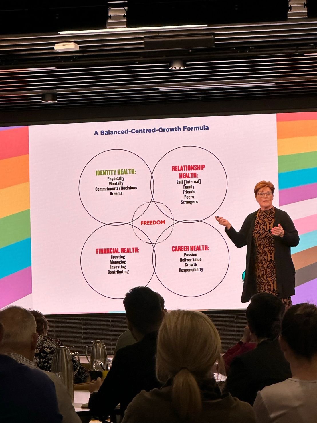 JJ Ferrari presenting her Balanced-Centred-Growth framework